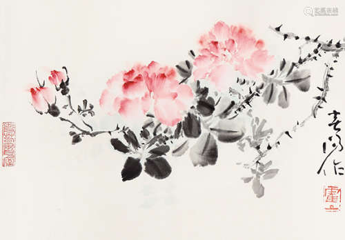 霍春阳（b.1946）花开富贵 设色纸本 镜框