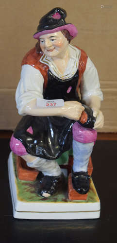 Large Staffordshire model of a cobbler on square base