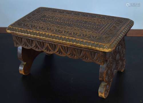 Small carved oak footstool, 40cm wide