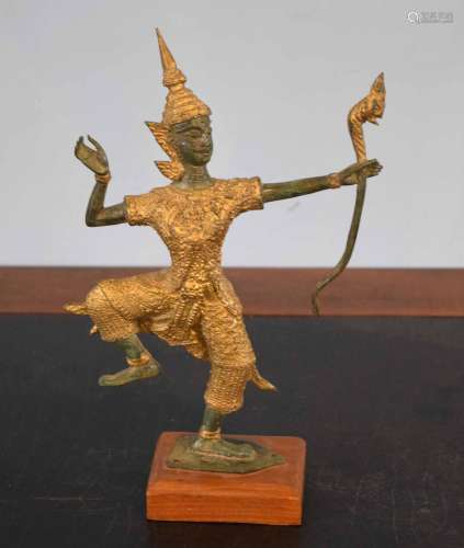 Oriental model of a Balinese dancer, gilt bronze effect