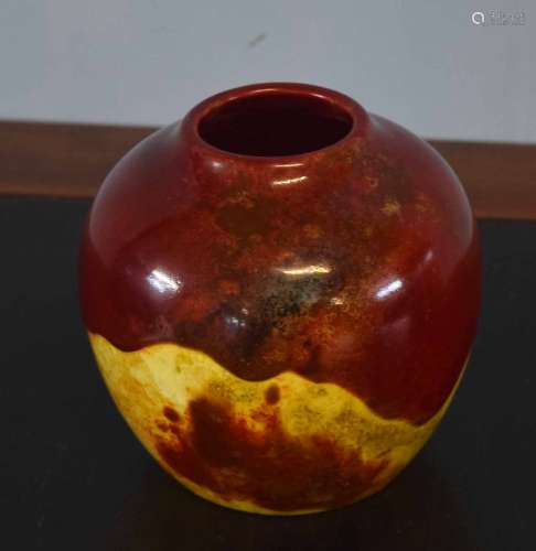 Royal Doulton flambe vase with a red and yellow glaze