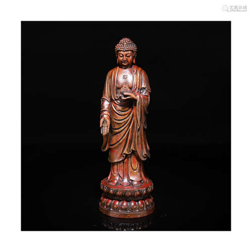 A Chinese Boxwood Buddha Statue of Sakyamuni