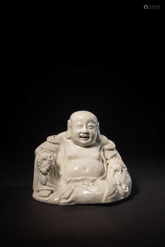 A Chinese White Glazed Porcelain Sitting Statue of Maitreya