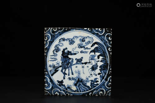 A Chinese Blue and White Porcelain Tile