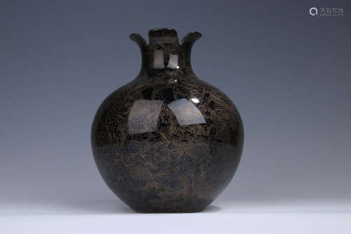 A Chinese Black Glazed Porcelain Vase