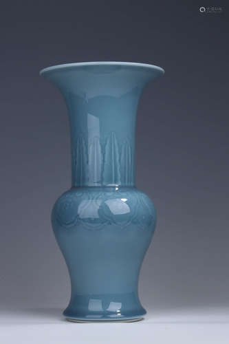 A Chinese Azure Glazed Porcelain Beaker Vase