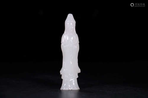 A Chinese Carved Jade Guanyin Pendant