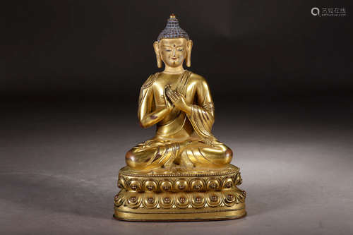 A Chinese Bronze Gilding Sitting Statue of Amitabha