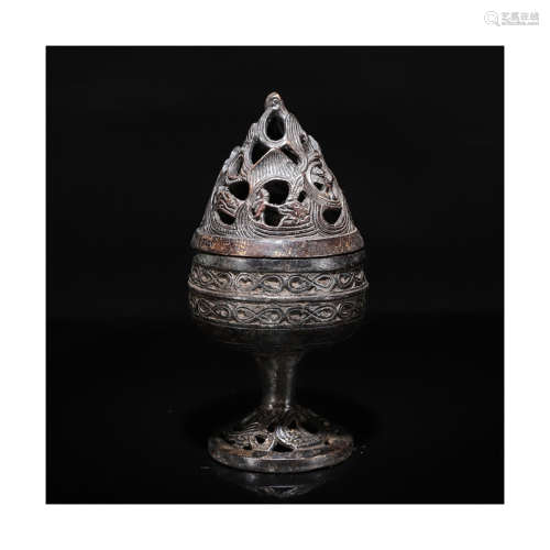 A Chinese Bronze Stem Incense Burner