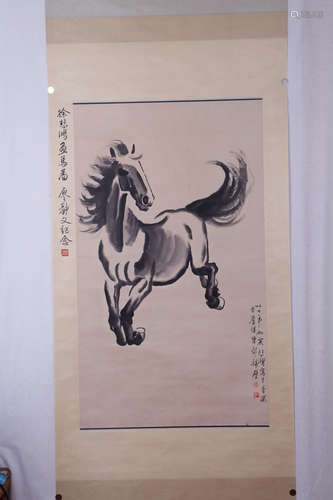 A Chinese Painting of a Running Horse