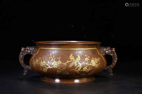 A Chinese Bronze Gilding Censer