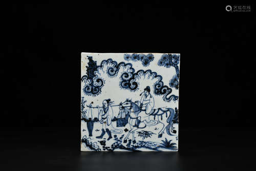 A Chinese Blue and White Porcelain Tile