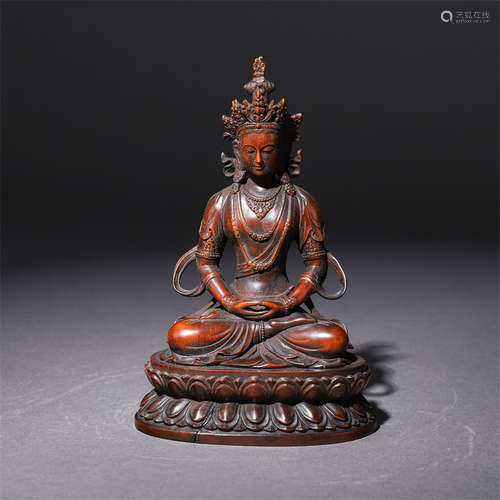 A Chinese Boxwood Buddha Statue of White Tara