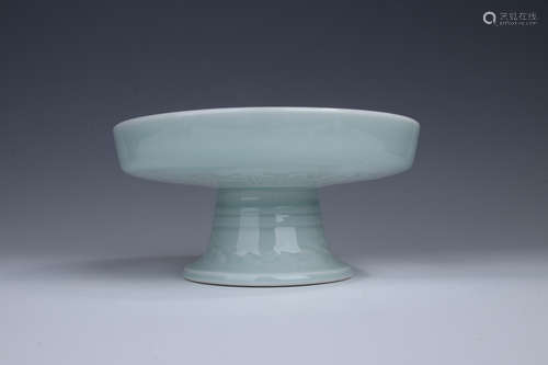 A Chinese Celadon Glazed Porcelain Stem Plate