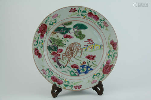 A Chinese Famille Rose Floral Porcelain Plate