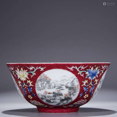 A Chinese Red Glazed Porcelain Bowl