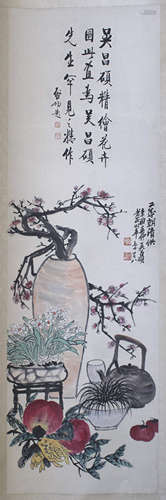 A Chinese Flower-and-plant Painting, Wu Changshuo Mark