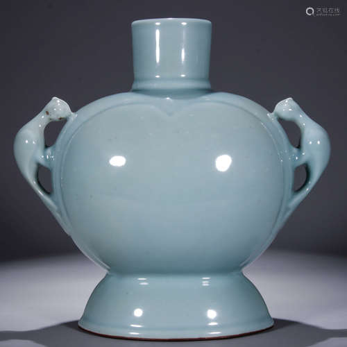 A Chinese Celadon Glazed Double-eared Porcelain Vase