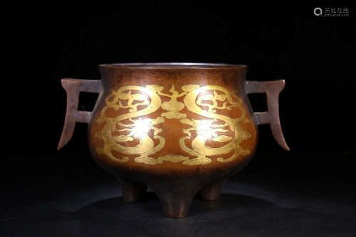 A Chinese Bronze Gilding Censer