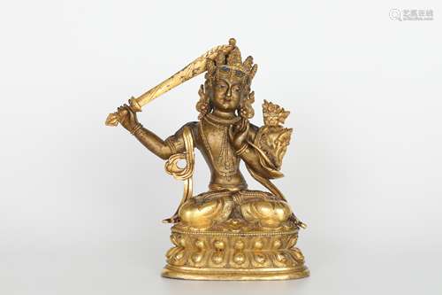 Qianlong gilt bronze Manjusri