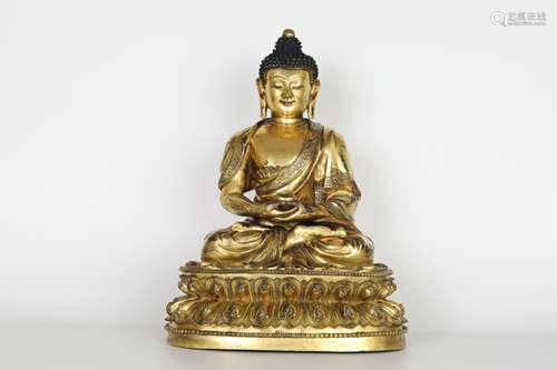 16th Century Gilt Bronze Sakyamuni