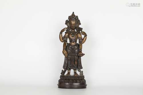 16th century four-armed bronze Buddha