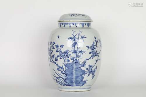 17th century blue and white lotus seed jar