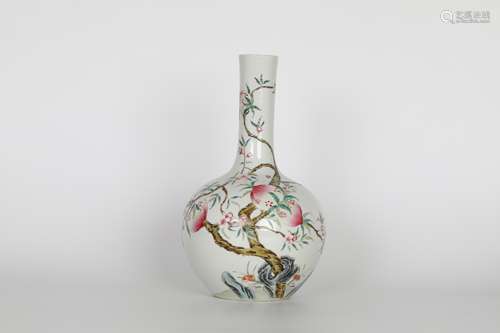 19th century fencai peach vase