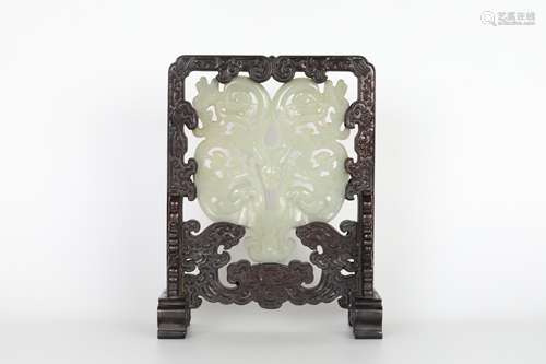 18th Century Taotie Hetian Jade Terrace Screen