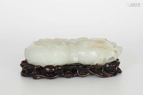 18th Century Hetian White Jade Gourd Brush Wash