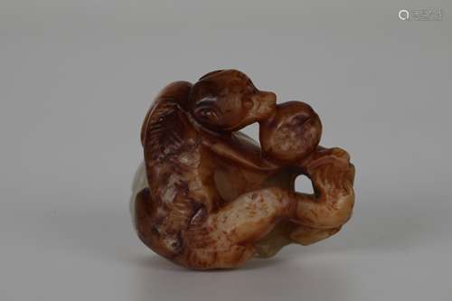 Ming hetian jade monkey