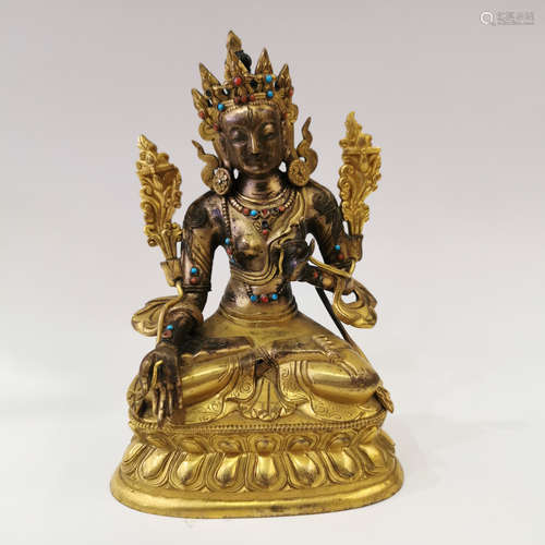 18th Century Gilt Bronze Manjushri