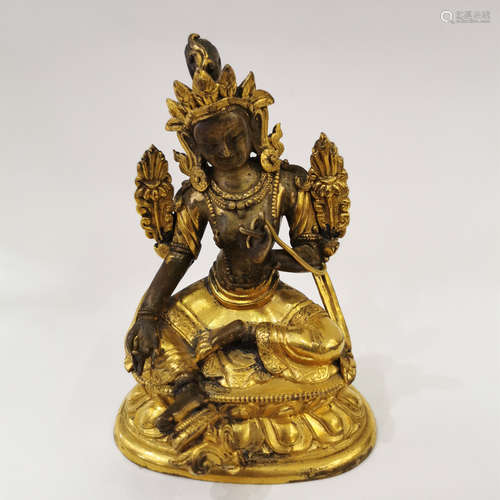 18th Century Gilt Bronze Tara Buddha