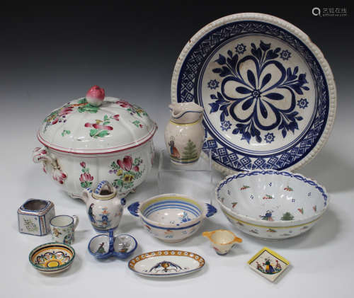 A small group of European faience pottery, late 19th and 20th century, including Quimper and Gien (