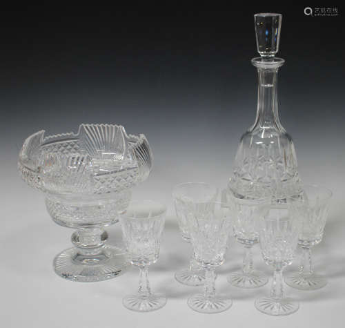 A set of six Waterford Rosslare pattern wine glasses, height 15cm, a matching decanter and stopper