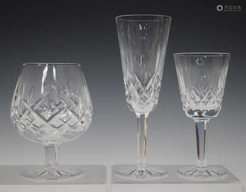 A Waterford Lismore pattern part suite of glasses, comprising seventeen champagne flutes, height