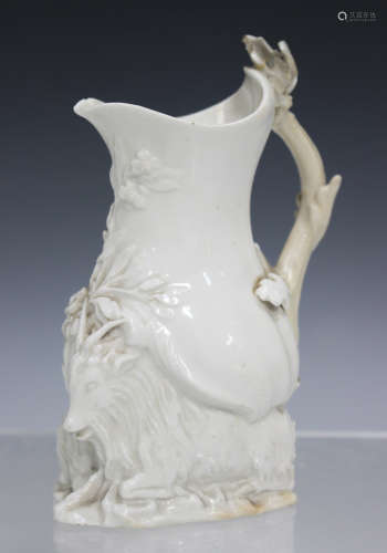 An English porcelain Chelsea style Goat jug, early 19th century, modelled after Nicholas Sprimont,