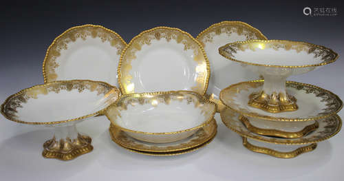 A Bernardaud & Cie Limoges part dessert service, early 20th century, with gilt decoration,