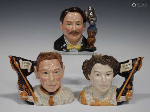 A pair of limited edition small Royal Doulton character jugs, comprising King George VI