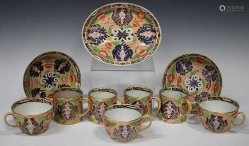 A small group of Wedgwood Chrysanthemum Imari pattern teawares, circa 1810, comprising a teapot