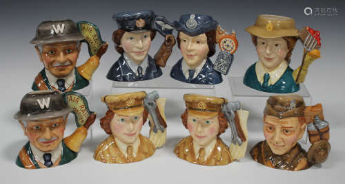 Eight limited edition Royal Doulton character jugs, comprising two Auxiliary Territorial Service (