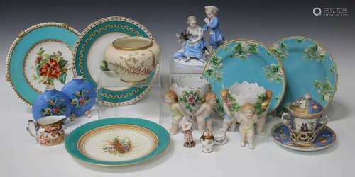 A group of decorative British and Continental porcelain and pottery, late 19th and 20th century,