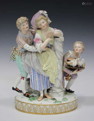 A Meissen porcelain figure group The Noble Decision, late 19th century, modelled after J.C.