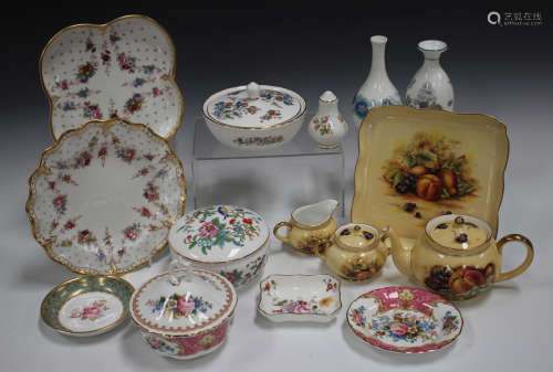 A collection of bone china table and teawares, including a Wedgwood Kutani crane miniature teacup