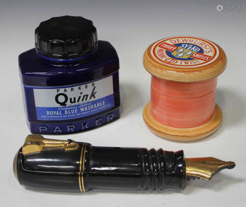 A Parker Quink Ink novelty jar and cover, late 20th century, designed by Hobbs Welch, retailed at