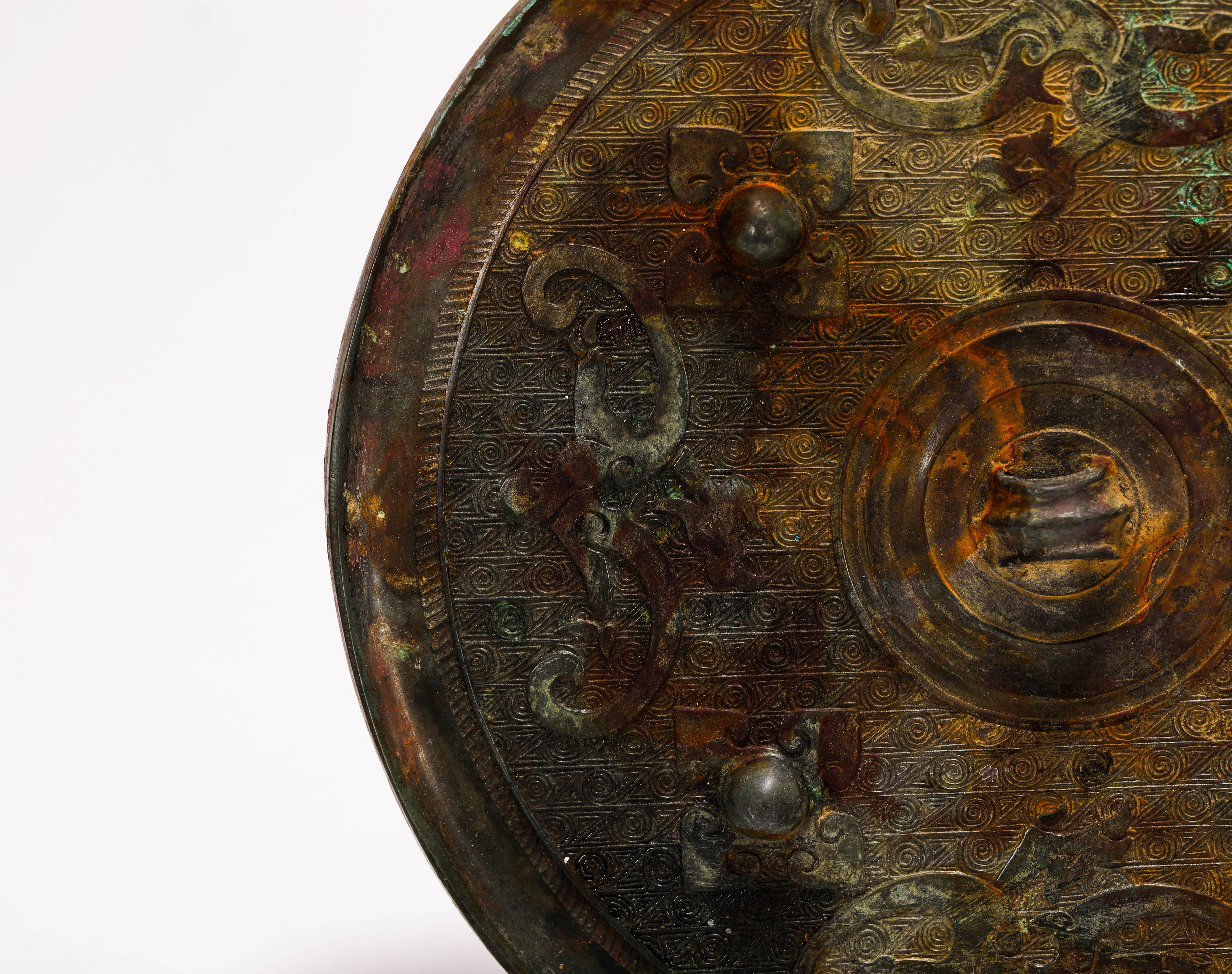 漢代 鍍金 龍紋青銅鏡
