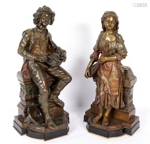 Pair Jean Didier Debut Bronze Sculptures