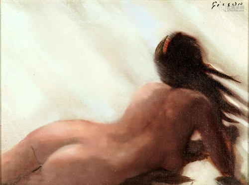 Andre Gisson Reclining Nude Woman Painting