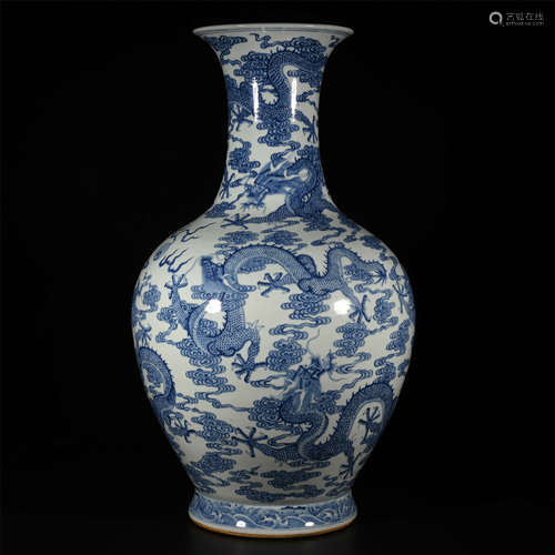 DAOGUANG Blue and white dragon pattern skimmer bottle