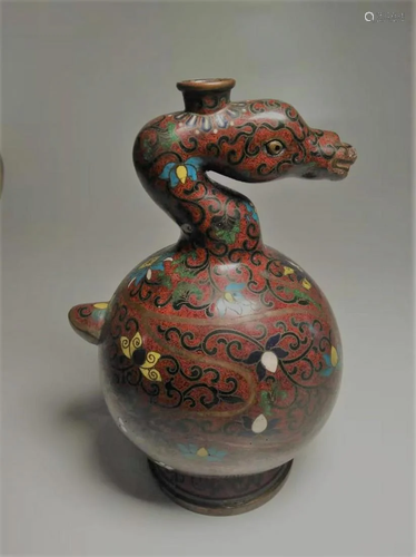 19th Qing Chinese Cloisonne Duck Bottle vase